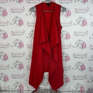 Revamped cardigan waterfall flowy Red Asymmetrical Sleeveless Dress